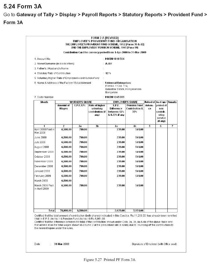 'Form 3A' Report @ Tally.ERP 9